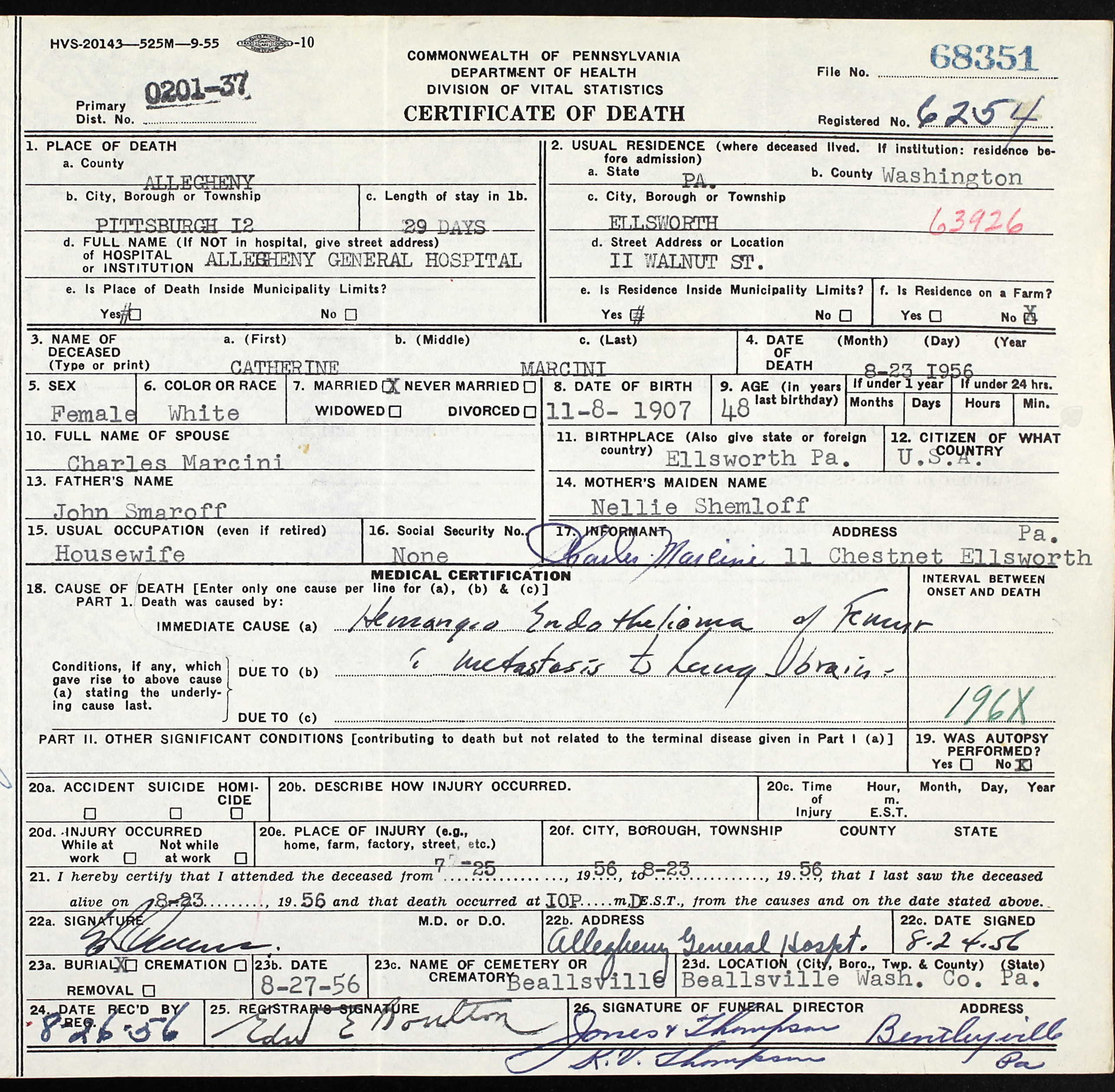 death certificate